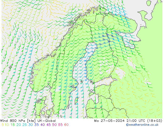 Wind 850 hPa UK-Global Mo 27.05.2024 21 UTC