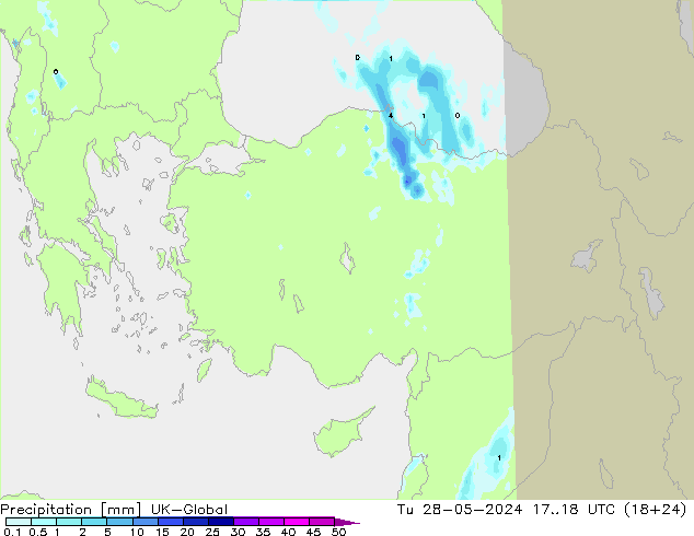 Precipitation UK-Global Tu 28.05.2024 18 UTC