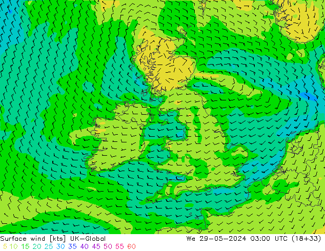 Surface wind UK-Global St 29.05.2024 03 UTC