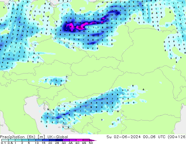 Precipitação (6h) UK-Global Dom 02.06.2024 06 UTC