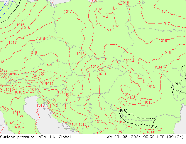 Surface pressure UK-Global We 29.05.2024 00 UTC