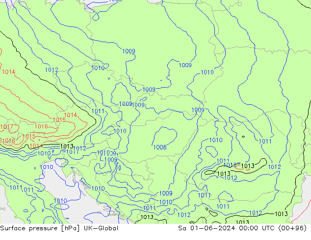 приземное давление UK-Global сб 01.06.2024 00 UTC