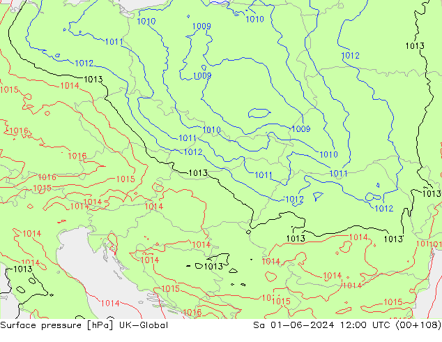 Presión superficial UK-Global sáb 01.06.2024 12 UTC