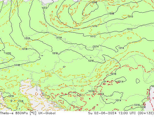 Theta-e 850гПа UK-Global Вс 02.06.2024 12 UTC