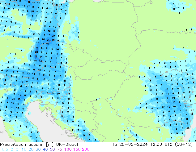 Precipitación acum. UK-Global mar 28.05.2024 12 UTC