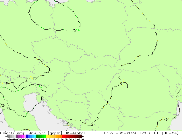 Height/Temp. 950 hPa UK-Global  31.05.2024 12 UTC