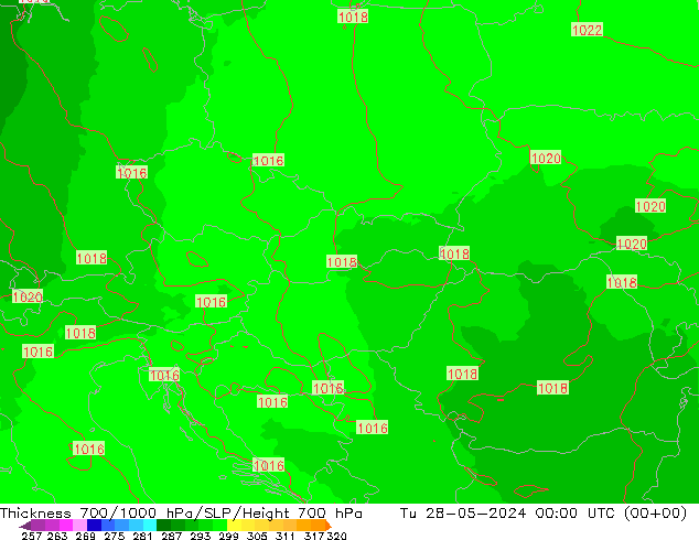 Thck 700-1000 hPa UK-Global Tu 28.05.2024 00 UTC