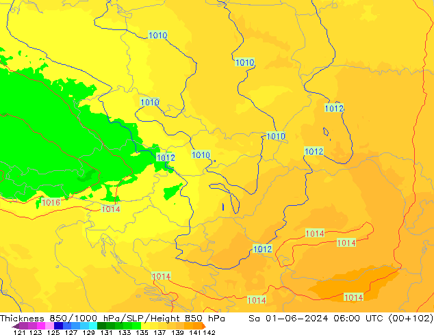 Thck 850-1000 hPa UK-Global sam 01.06.2024 06 UTC