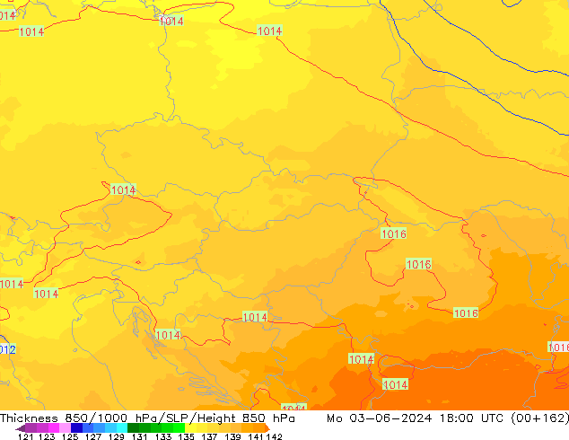 Thck 850-1000 гПа UK-Global пн 03.06.2024 18 UTC