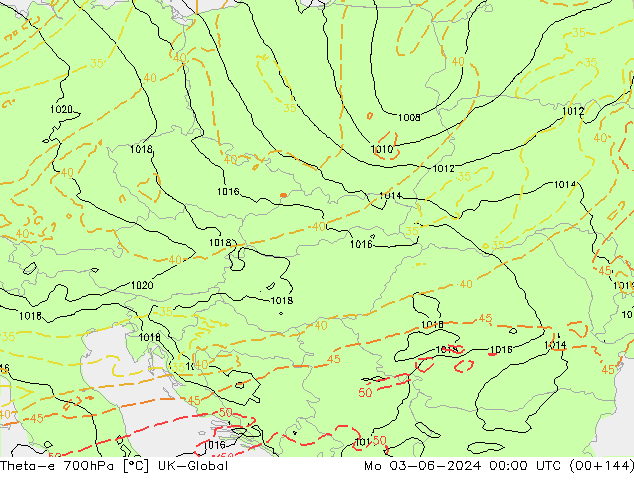 Theta-e 700hPa UK-Global lun 03.06.2024 00 UTC
