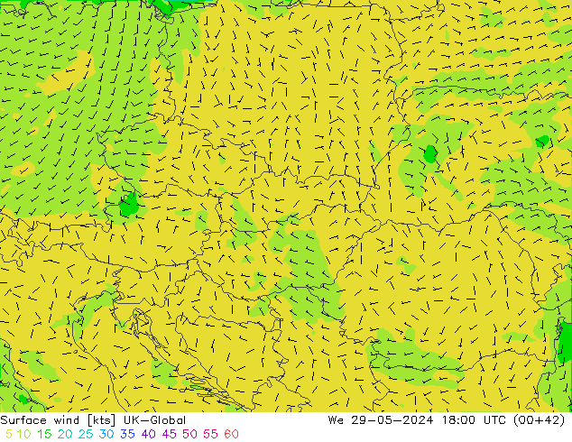 wiatr 10 m UK-Global śro. 29.05.2024 18 UTC