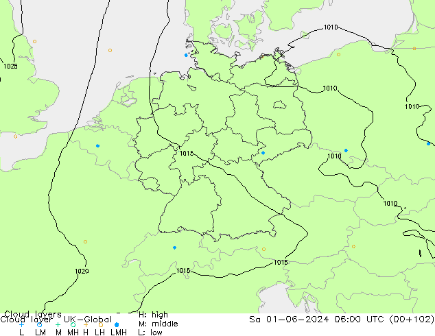 Cloud layer UK-Global сб 01.06.2024 06 UTC