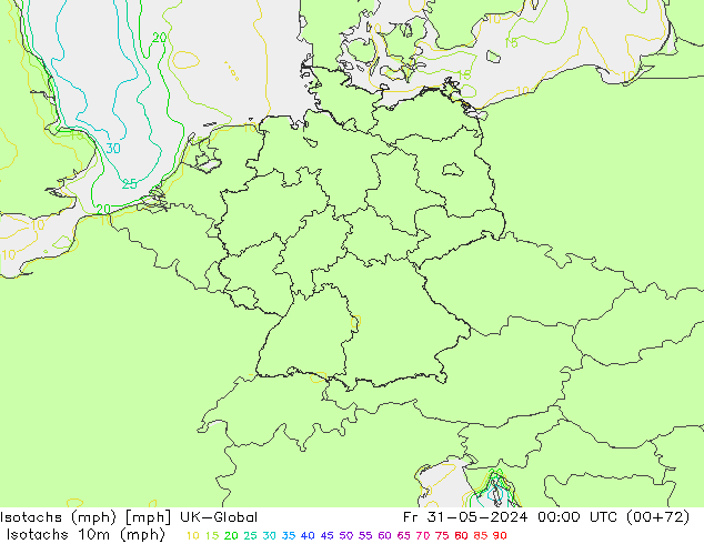 Isotachs (mph) UK-Global пт 31.05.2024 00 UTC