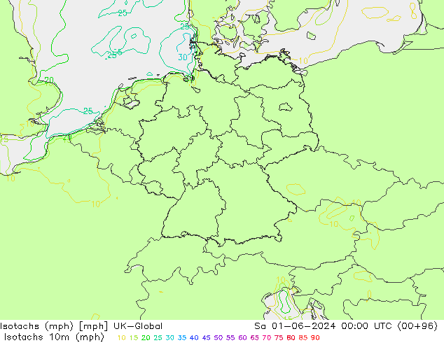 Isotachs (mph) UK-Global sab 01.06.2024 00 UTC