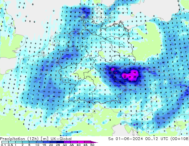 Yağış (12h) UK-Global Cts 01.06.2024 12 UTC