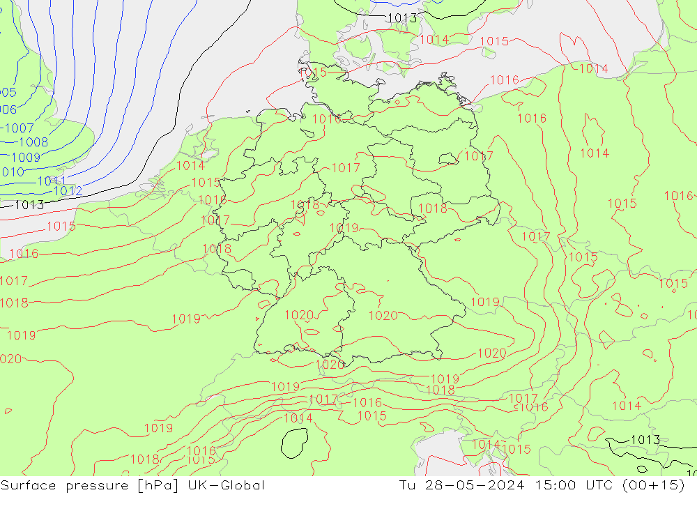 Pressione al suolo UK-Global mar 28.05.2024 15 UTC