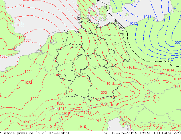 Surface pressure UK-Global Su 02.06.2024 18 UTC