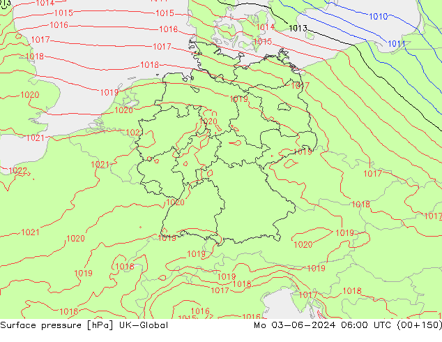 Surface pressure UK-Global Mo 03.06.2024 06 UTC