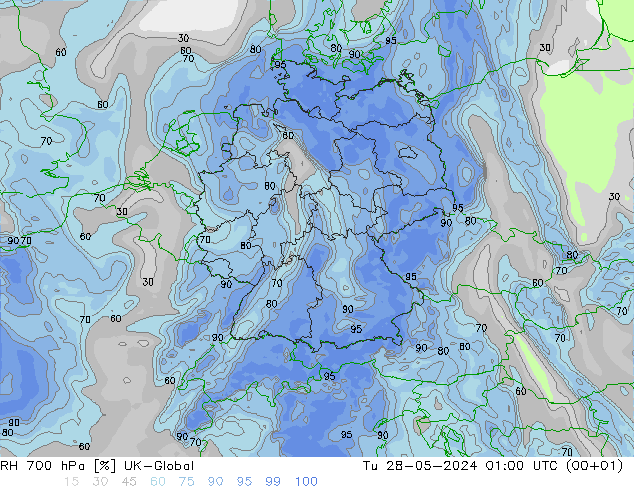 RH 700 hPa UK-Global Di 28.05.2024 01 UTC