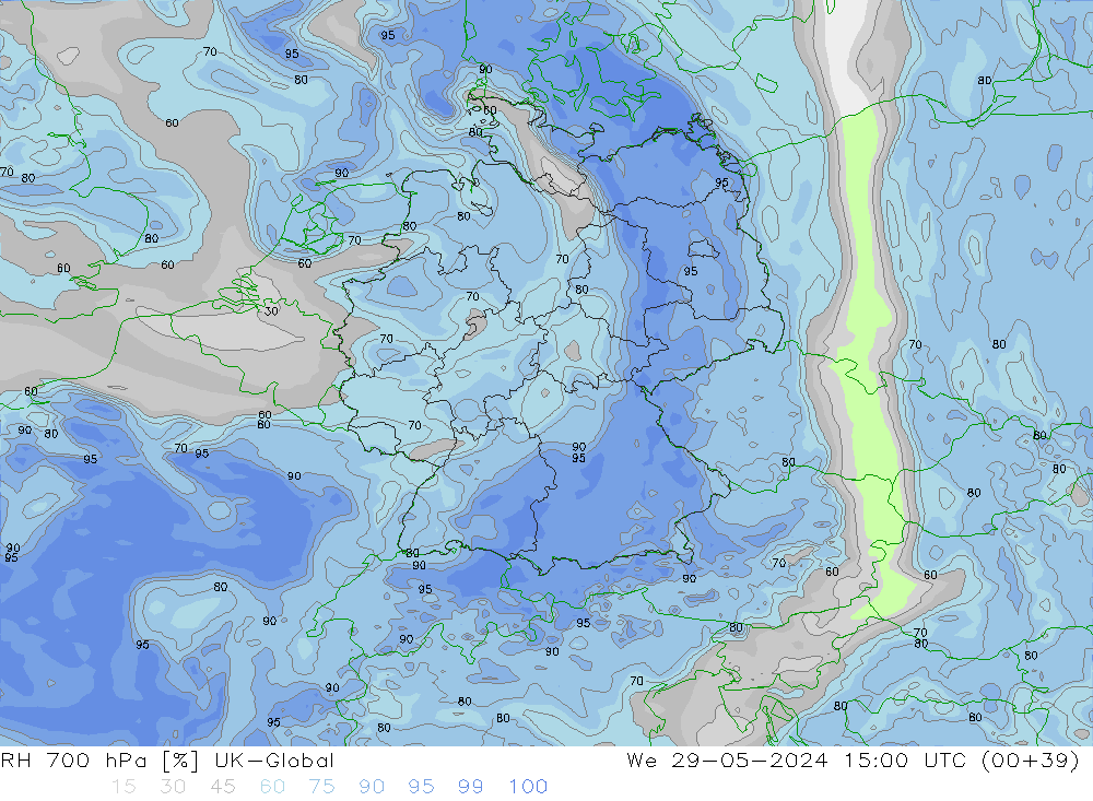 700 hPa Nispi Nem UK-Global Çar 29.05.2024 15 UTC