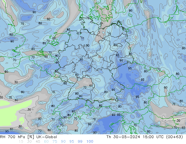 RH 700 hPa UK-Global  30.05.2024 15 UTC