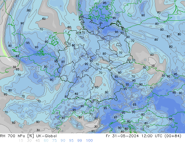 RH 700 hPa UK-Global Pá 31.05.2024 12 UTC