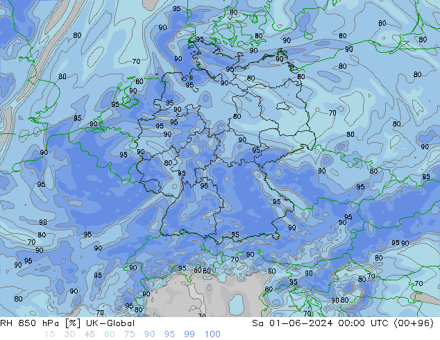 RH 850 hPa UK-Global Sa 01.06.2024 00 UTC
