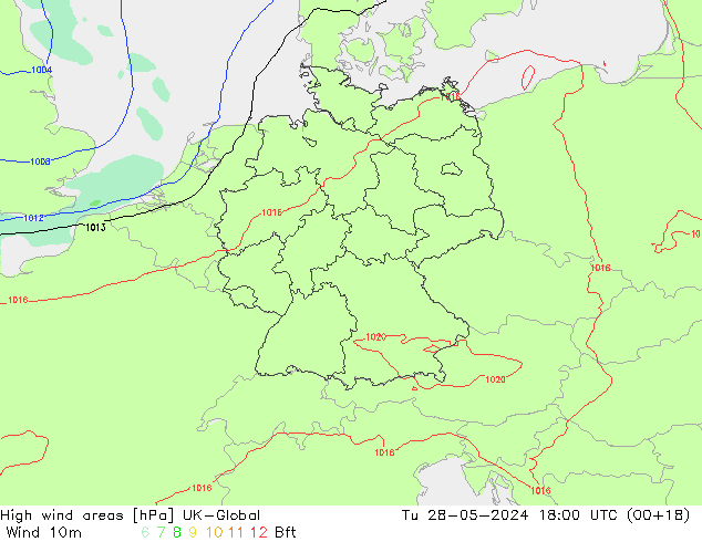 High wind areas UK-Global Tu 28.05.2024 18 UTC