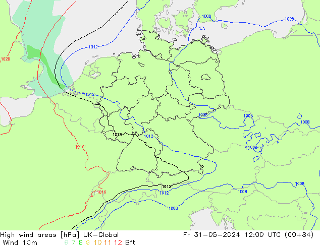 High wind areas UK-Global Fr 31.05.2024 12 UTC