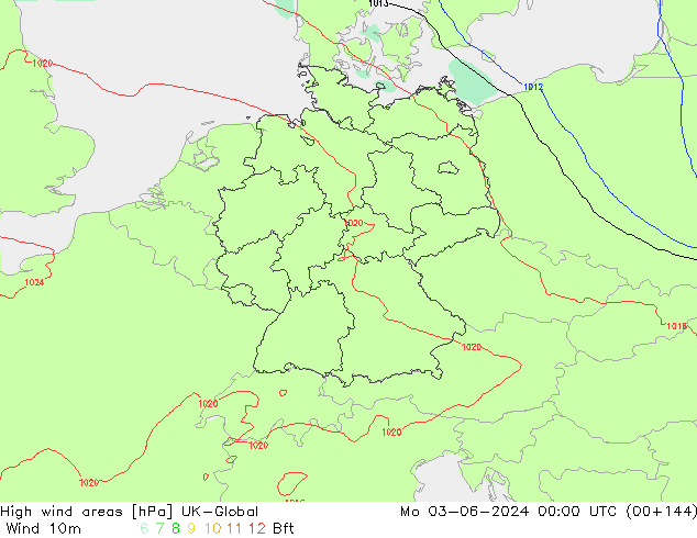 High wind areas UK-Global Po 03.06.2024 00 UTC