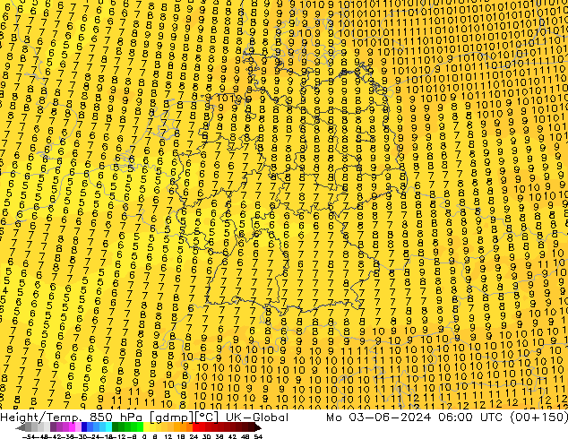 Yükseklik/Sıc. 850 hPa UK-Global Pzt 03.06.2024 06 UTC
