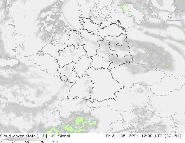 Wolken (gesamt) UK-Global Fr 31.05.2024 12 UTC