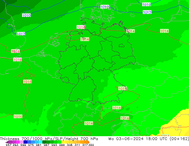 Thck 700-1000 hPa UK-Global Po 03.06.2024 18 UTC