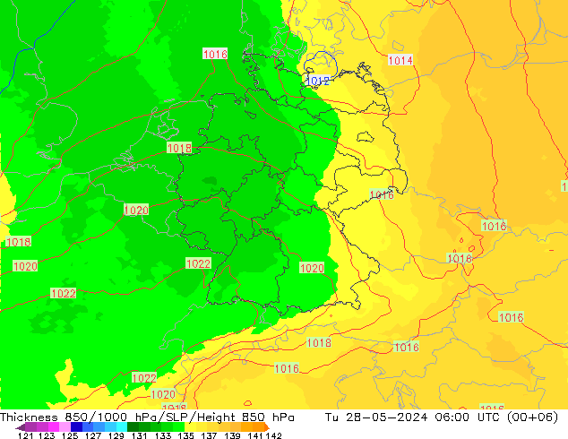 Thck 850-1000 hPa UK-Global Tu 28.05.2024 06 UTC