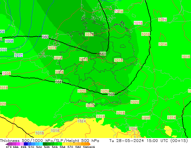 500-1000 hPa Kalınlığı UK-Global Sa 28.05.2024 15 UTC