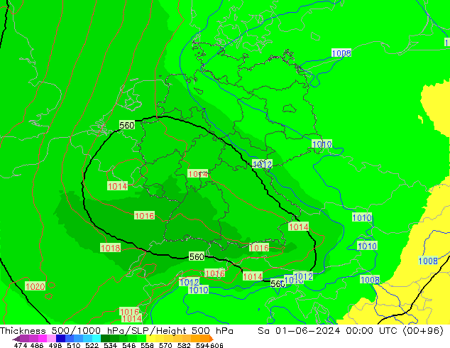 Thck 500-1000hPa UK-Global Sa 01.06.2024 00 UTC