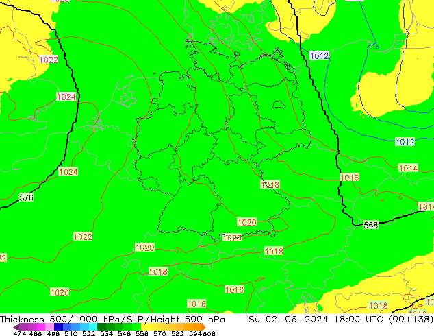 Thck 500-1000hPa UK-Global nie. 02.06.2024 18 UTC