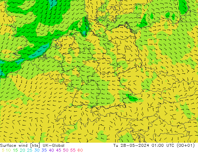 Surface wind UK-Global Út 28.05.2024 01 UTC