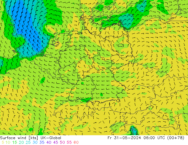 Surface wind UK-Global Fr 31.05.2024 06 UTC