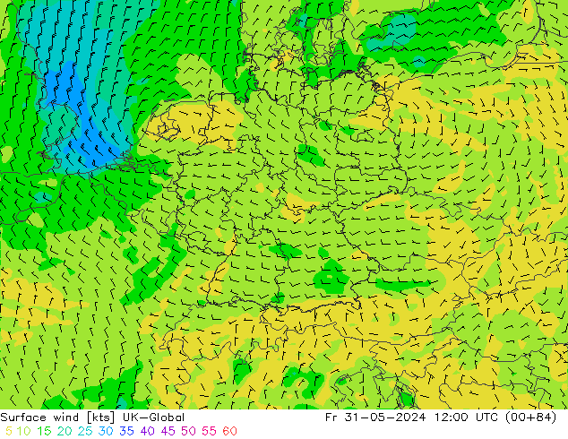 Surface wind UK-Global Fr 31.05.2024 12 UTC