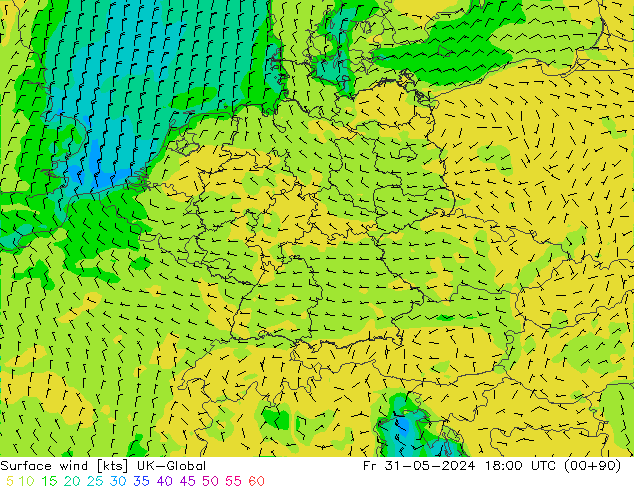 Surface wind UK-Global Pá 31.05.2024 18 UTC