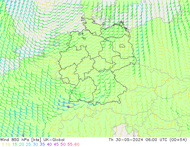  850 hPa UK-Global  30.05.2024 06 UTC