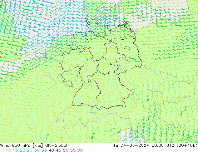 Vent 850 hPa UK-Global mar 04.06.2024 00 UTC