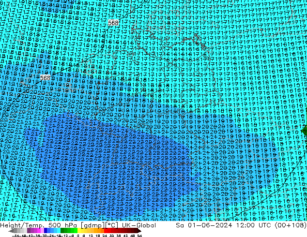 Yükseklik/Sıc. 500 hPa UK-Global Cts 01.06.2024 12 UTC