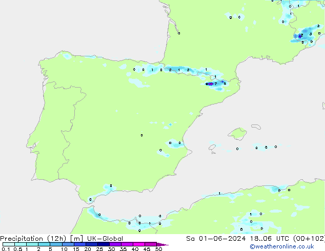 Precipitation (12h) UK-Global Sa 01.06.2024 06 UTC