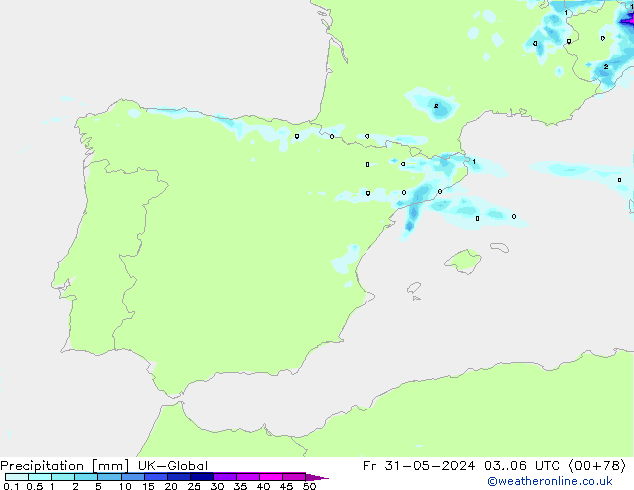 Précipitation UK-Global ven 31.05.2024 06 UTC