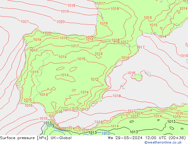 приземное давление UK-Global ср 29.05.2024 12 UTC