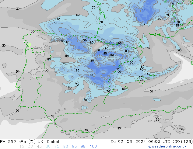 RH 850 hPa UK-Global dom 02.06.2024 06 UTC