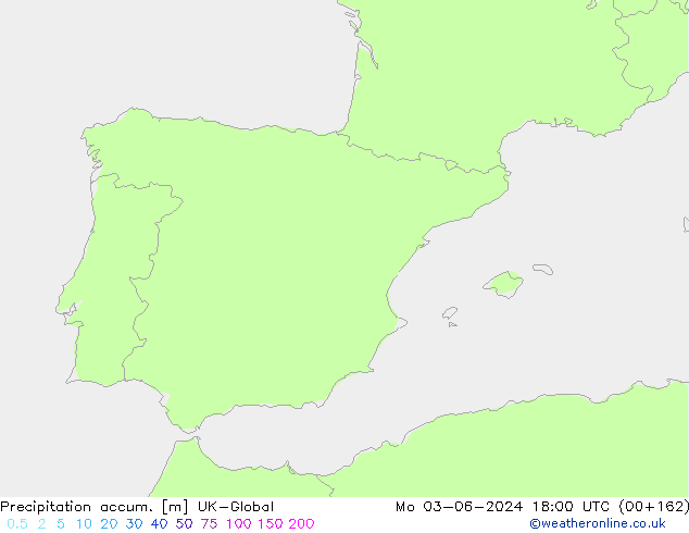 Totale neerslag UK-Global ma 03.06.2024 18 UTC