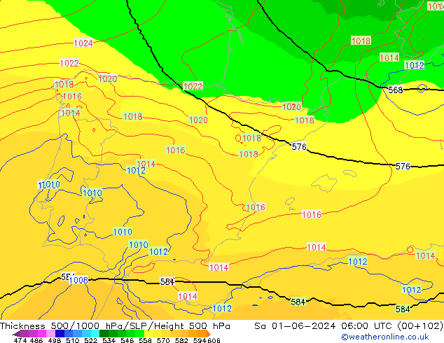 Thck 500-1000hPa UK-Global Sa 01.06.2024 06 UTC